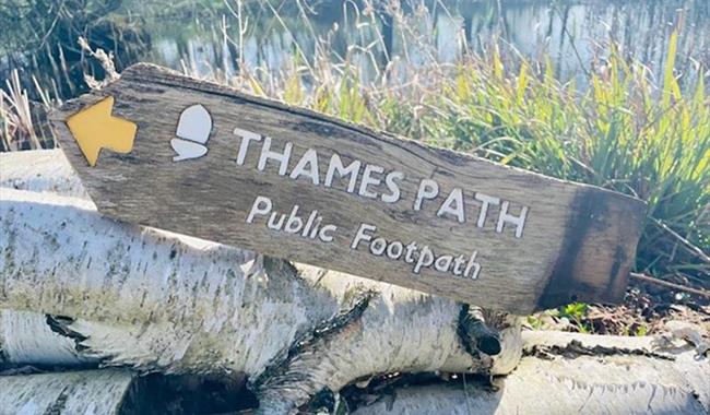 Sign for Thames Path Public Footpath