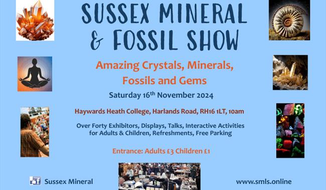 Flyer for Sussex Mineral & Fossil Show 2024