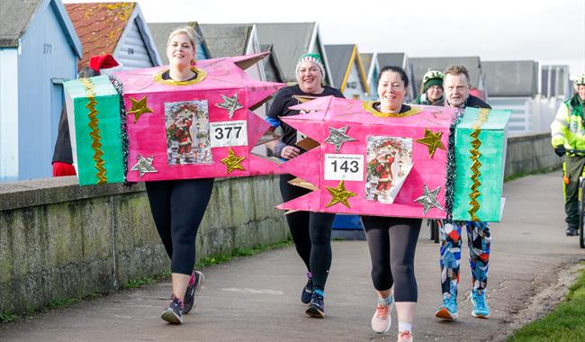 Participants running on course