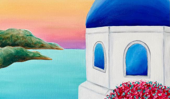 Sunset in Santorini artwork