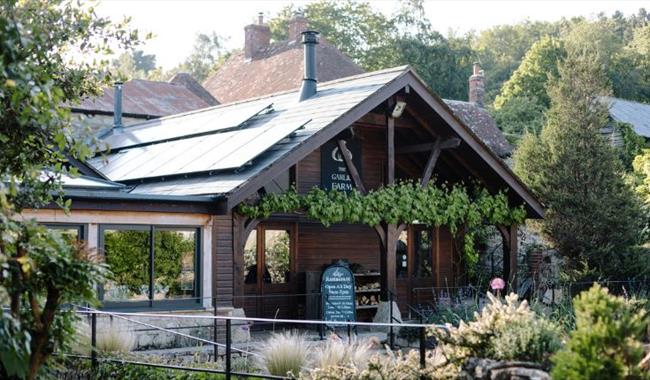 Outside view of The Garlic Farm Shop & Restaurant, food and drink, shop, local produce, Isle of Wight