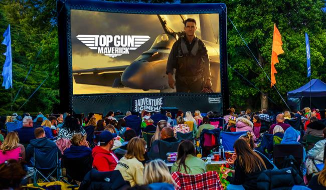 Top Gun Maverick on outdoor screen