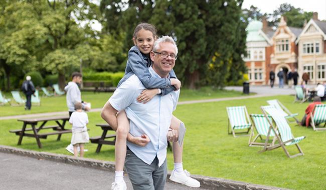 Father and Daughter having fun at Bletchley Park
