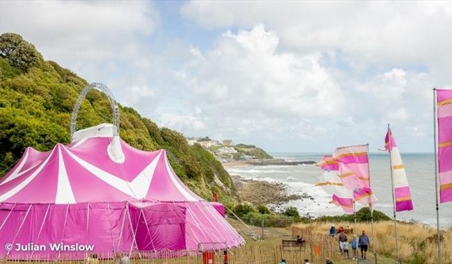 Ventnor Exchange arena on the cliff of Ventnor at Ventnor Fringe, festival, arts, event, what's on, Isle of Wight, image credit: Julian Winslow