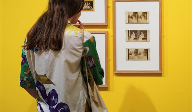 Woman viewing a stereoscopic image