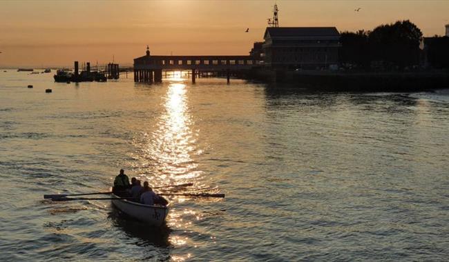 View of Royal Terrace Pier at Sunset in Gravesend