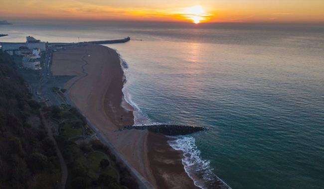View over Mermaid Beach in Folkestone Kent