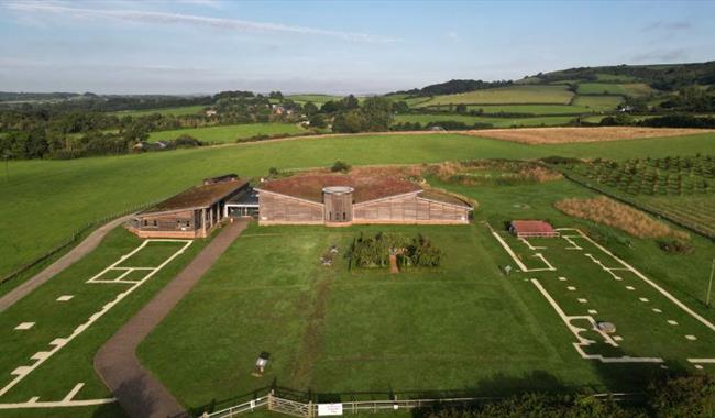 Aerial view of Brading Roman Villa, museum, historic site, Things to do, Isle of Wight