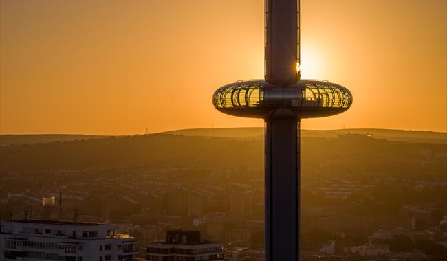 sunrise from on top of Brighton i360