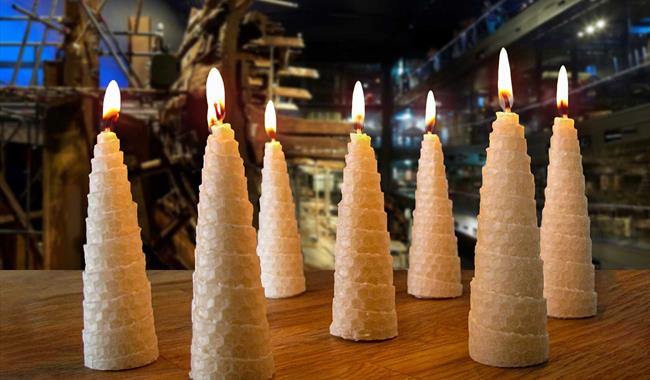 beeswax candles at the Mary Rose