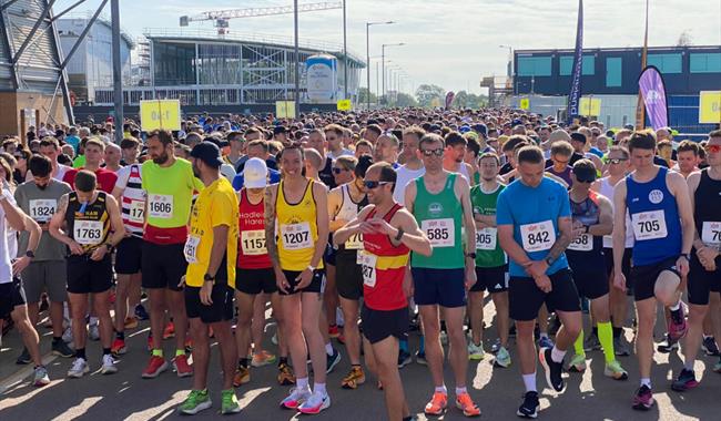 Participants running on course