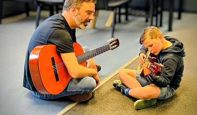 Experimenting with a guitar