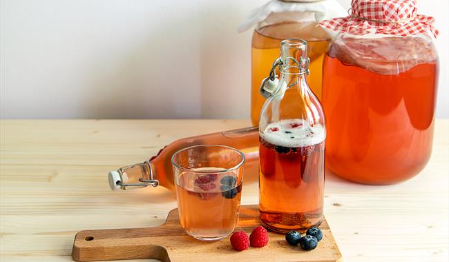 Bottle of fermented kombucha