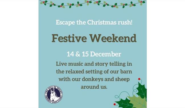 Festive Weekend poster, Isle of Wight Donkey Sanctuary, Christmas event, family friendly, what's on