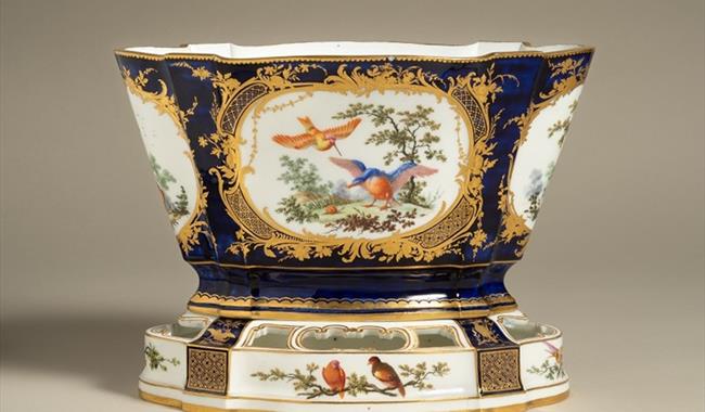 porcelain painted with colourful birds