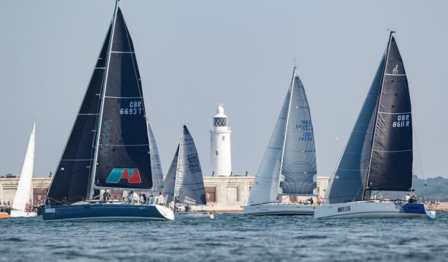 Yachts infront of Hurst Castle
