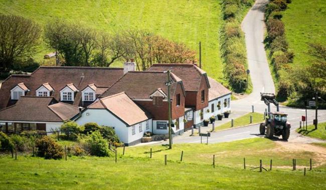 Outside view of the back of the Chequers Inn, Rookley, Isle of Wight, food and drink