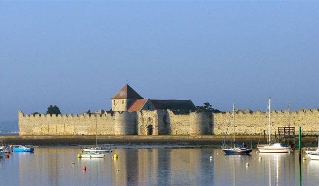 Exterior view of Portchester Castle, Portchester, Hampshire