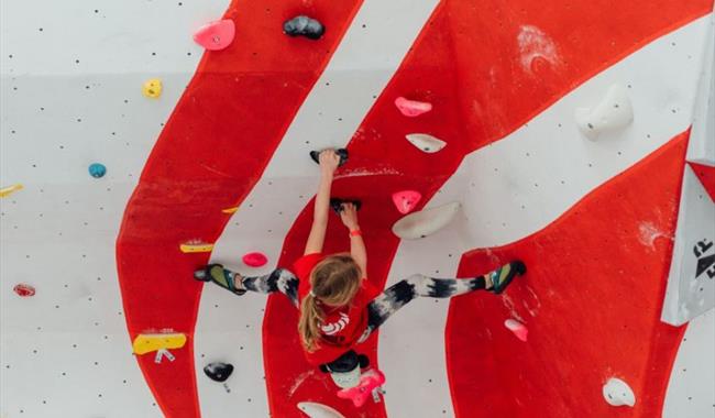 Red Spider Climbing: Feb Half Term Holiday Clubs - girl climbing indoor wall