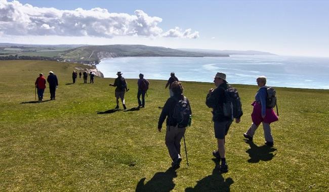 Group of walkers enjoying the walking festival, Isle of Wight, what's on