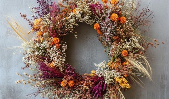 Dried flower wreath