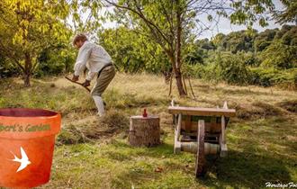 A man scything