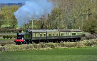 Small Prarie steam locomotive on Chinnor & Princes Risborough Railway