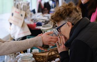 Smelling aroma at The Great British Truffle Festival