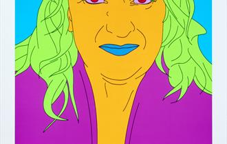 An image of a woman in very bright colours