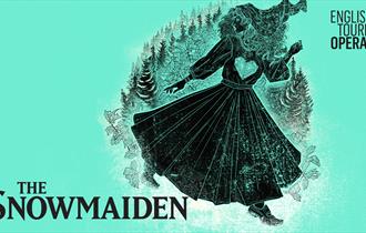 A drawing of a girl wearing a dress against a blue background with text that reads: Rimsky-Korsakov The Snowmaiden