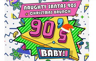 Event illustration for Naughty Santa's 90s Christmas Bottomless Brunch