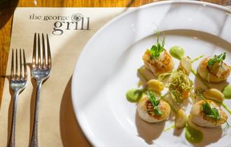 Scallops served at The George in Rye.