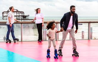 Roller skating at Brighton i360