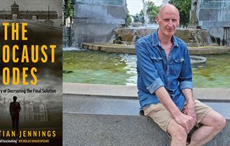 Cover of 'The Holocaust Codes' and a picture of Christian Jennings