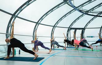 Yoga class on the Brighton i360 pod