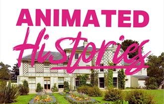 Image of Charles Darwin's house called Down House with 'Animated Histories' text in pink overlaying.