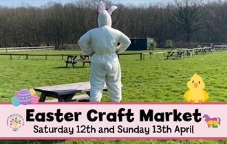 Easter bunny looking away from camera with hands on hips