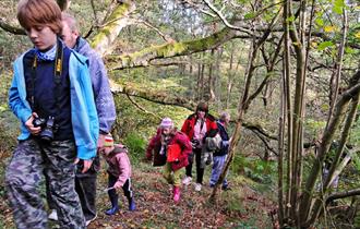 Family exploring Greenham and Crookham Common