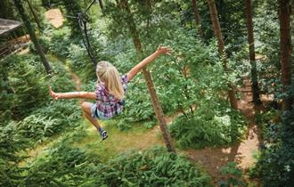 Women on zipline at Go Ape Southampton