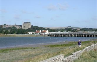 Coastal Path along the River Adur overlooking Lancing College Chapel
