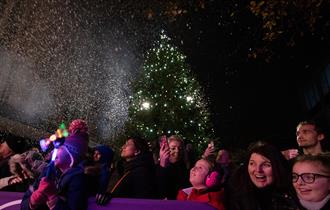 People gathered to watch the Christmas lights switch on party at Portsmouth's Commercial Road