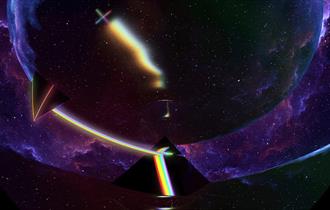 Pink Floyd rainbow on a Planetarium dome