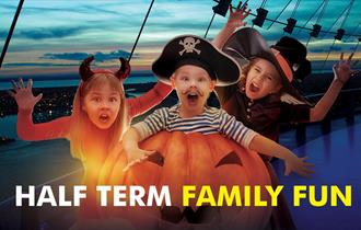 Children in Halloween costumes atop the Spinnaker Tower
