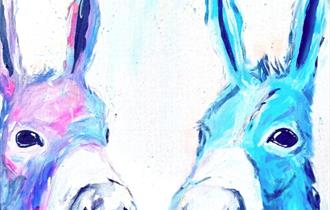 Painting of colourful donkeys