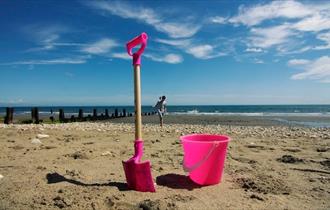 Bucket and spade on Shanklln beach, Things to Do, Isle of Wight