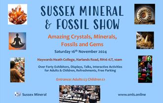 Flyer for Sussex Mineral & Fossil Show 2024