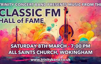 Photo with multicoloured background and a cello in a watercolour style. Text reads Music from the Classic FM Hall of Fame