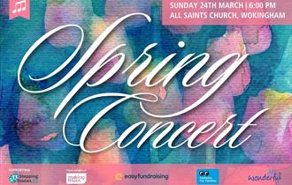 Spring Concert text on background of pink tulips