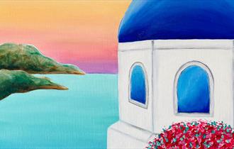 Sunset in Santorini artwork