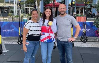 Photograph from the SWEAT Festival in Gunwharf Quays, including gold medal winning Paralympian Lauren Steadman.